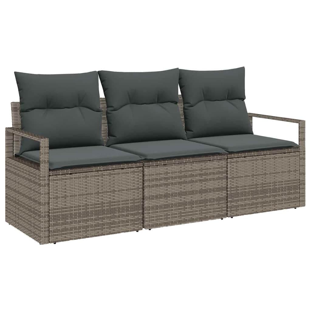 vidaXL Conjunto de Sofás 3 pcs Cinzeto vime PE
