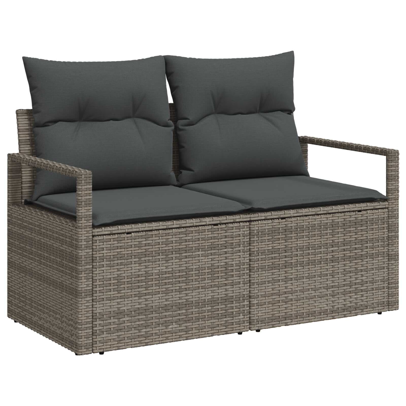 vidaXL Conjunto de Sofás com almofada Manual 6 pcs Cinzeto vime PE