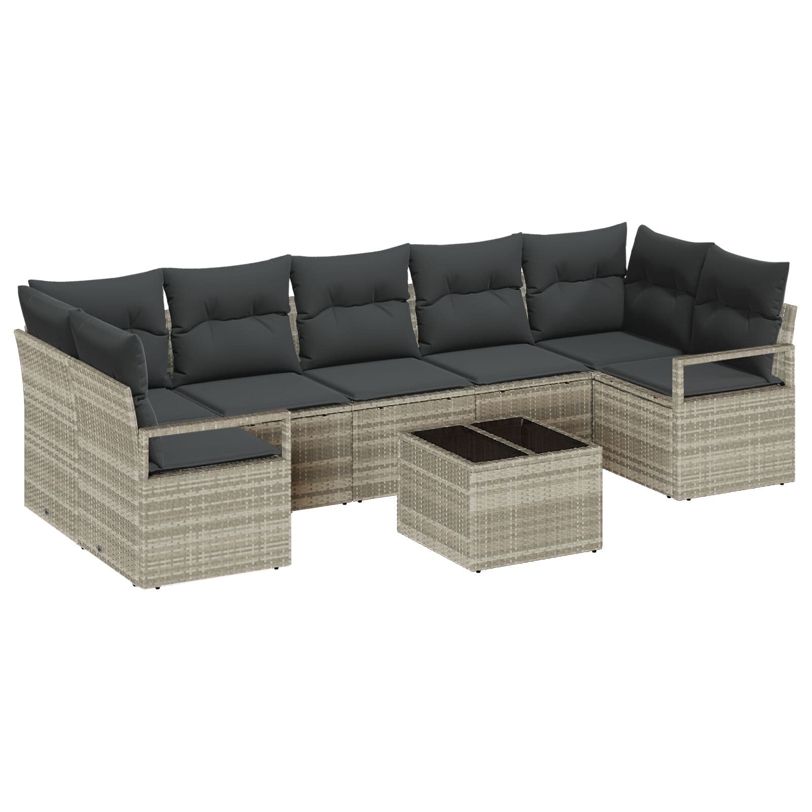 vidaXL Conjunto de Sofás 8 pcs Cinza Claro e Cinza Escuro vime PE
