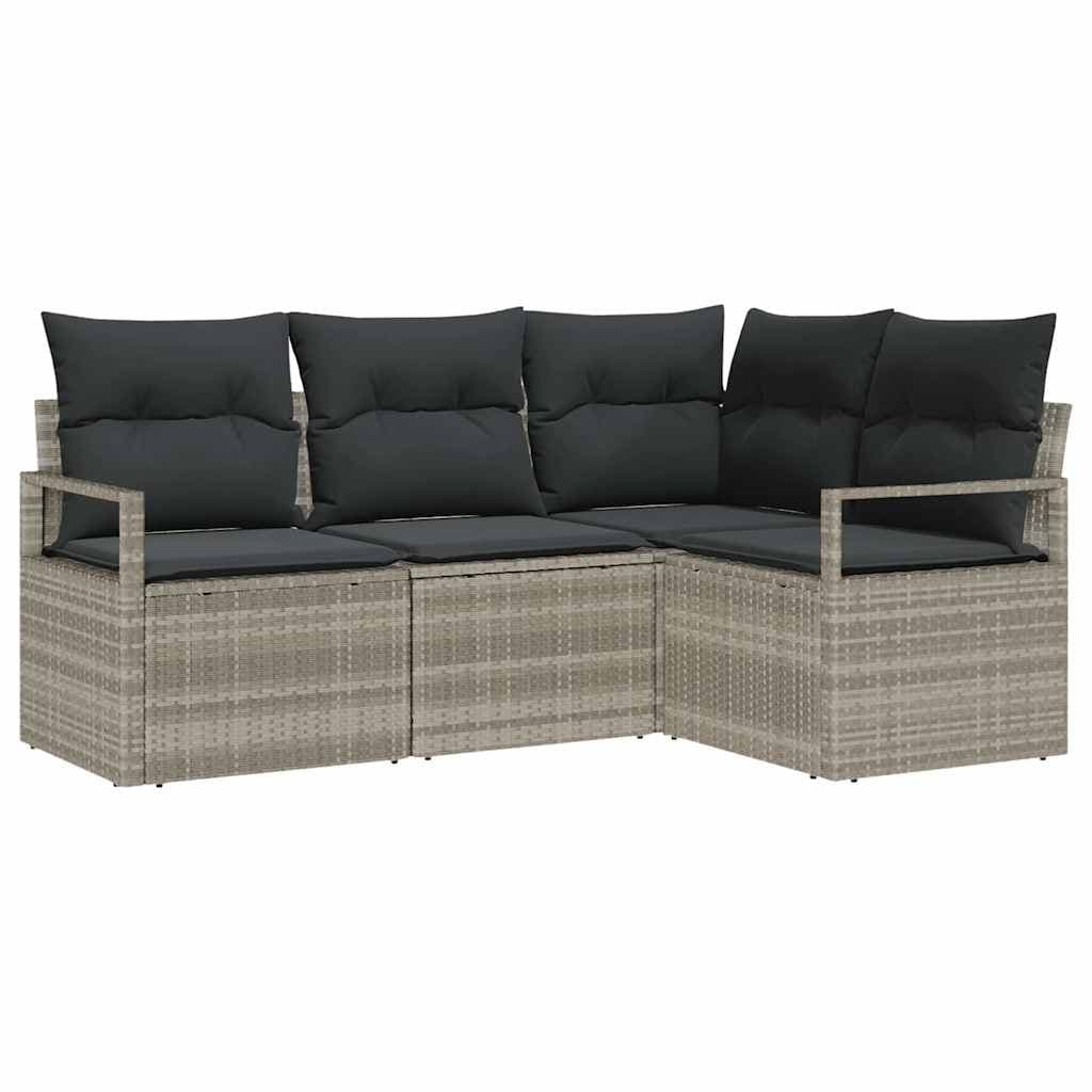 vidaXL Conjunto de Sofás 4 pcs Cinzento-claro vime PE