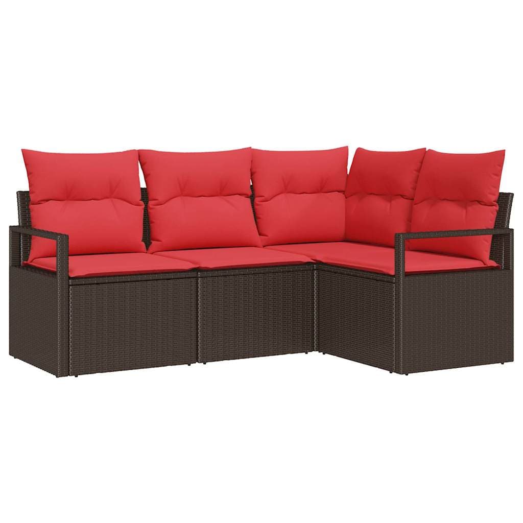 vidaXL Conjunto de Sofás 4 pcs Castanho vime PE