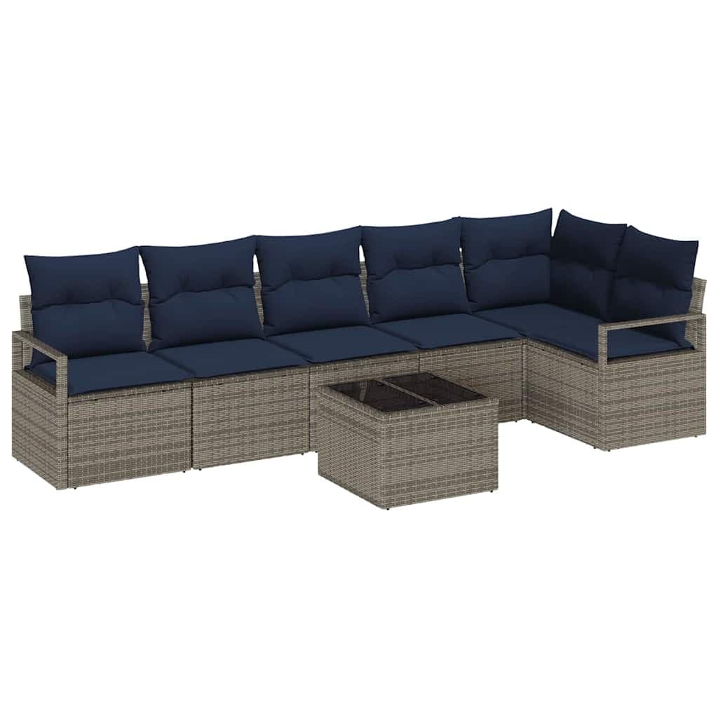 vidaXL Conjunto de Sofás 7 pcs Cinzeto vime PE