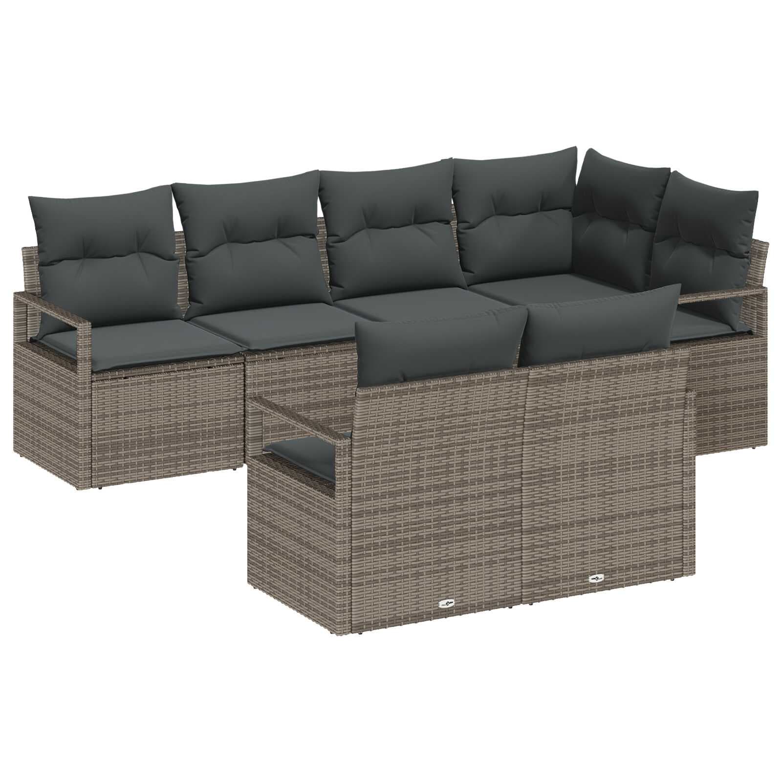 vidaXL Conjunto de Sofás 7 pcs Cinzeto vime PE