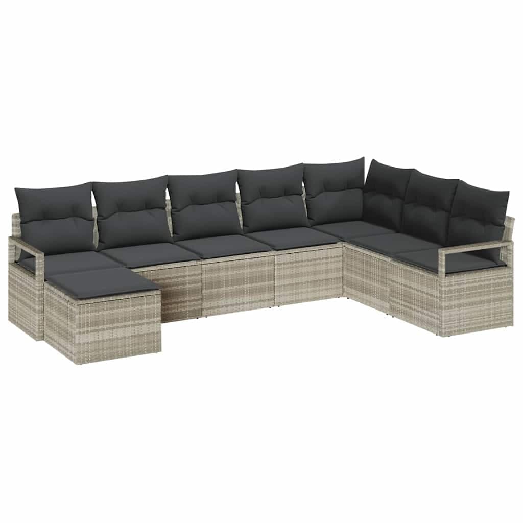 vidaXL Conjunto de Sofás com Almofada 7 Peças Cinzento-claro Vime Pe - 2740863519