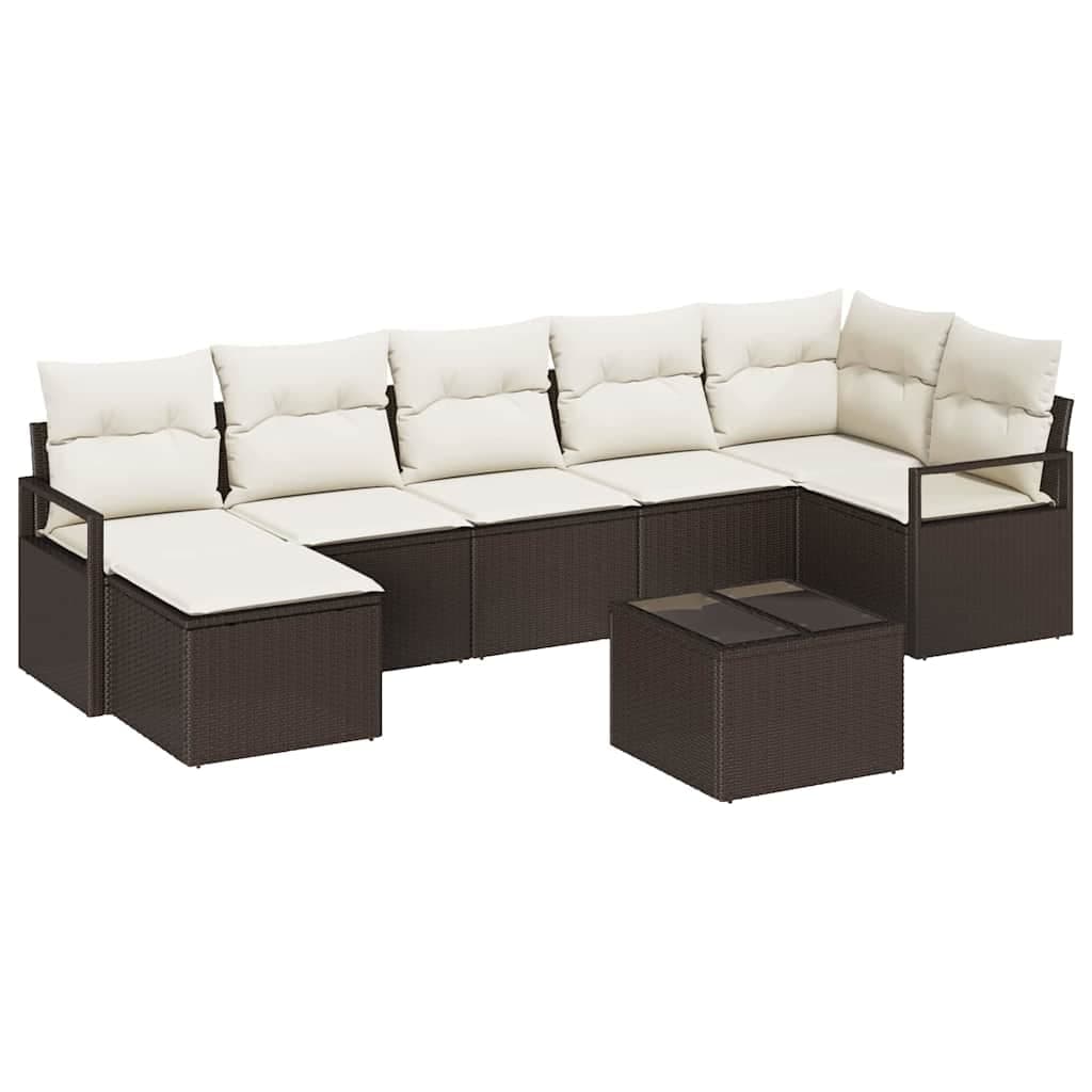 vidaXL Conjunto de Sofás 8 Peças Castanho Vime Pe - 1133226753