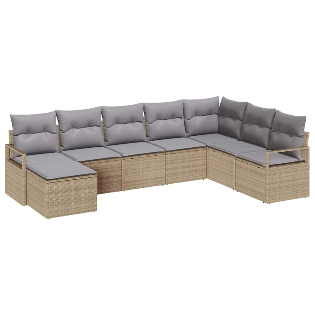 vidaXL Conjunto de Sofás com almofada 8 pcs Bege vime PE