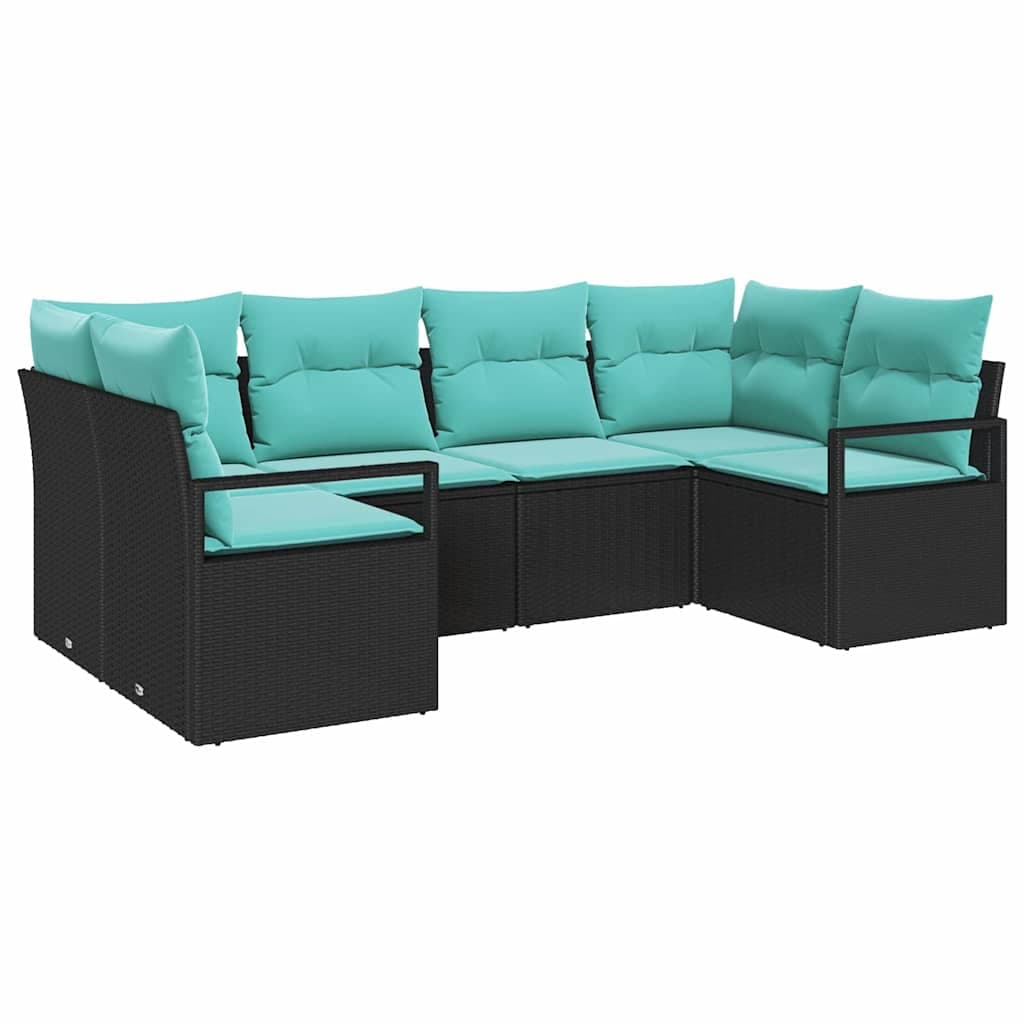 vidaXL Conjunto de Sofás 6 pcs Preto Rattan de Polipropileno
