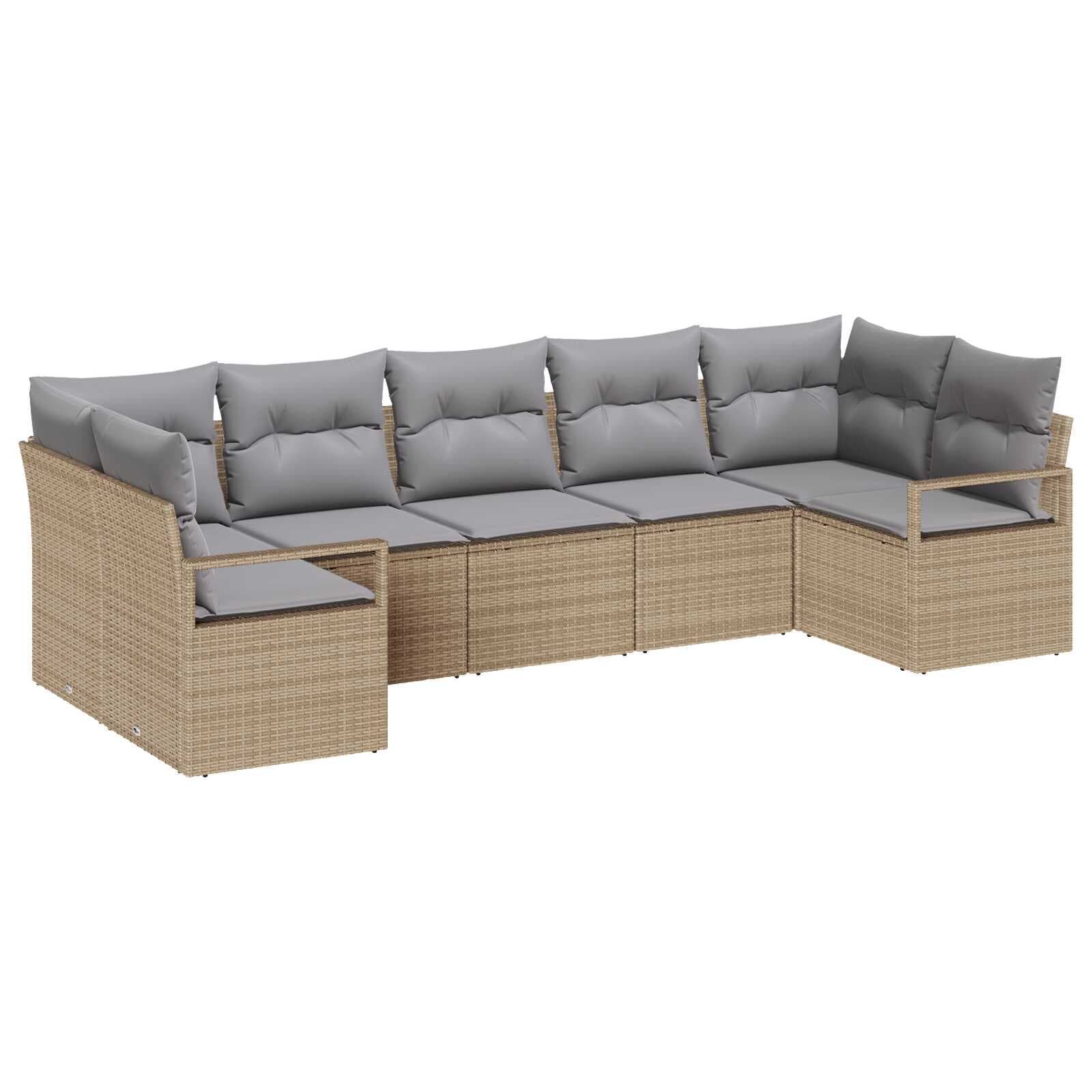 vidaXL Conjunto de Sofás com Almofada 7 Peças Bege Vime Pe - 687770624