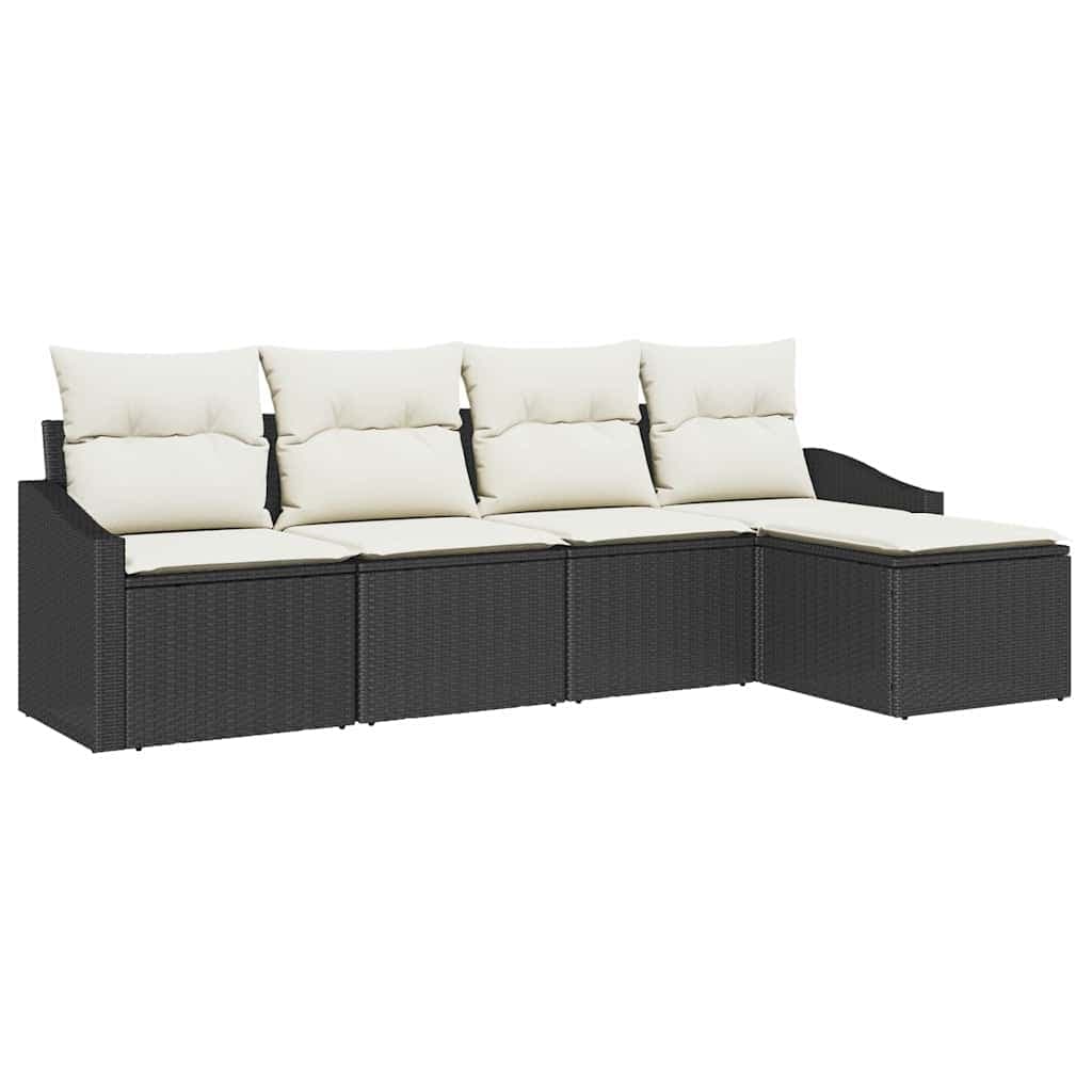 vidaXL Conjunto de Sofás com Almofada 6 Peças Preto Vime Pe - 1462271537