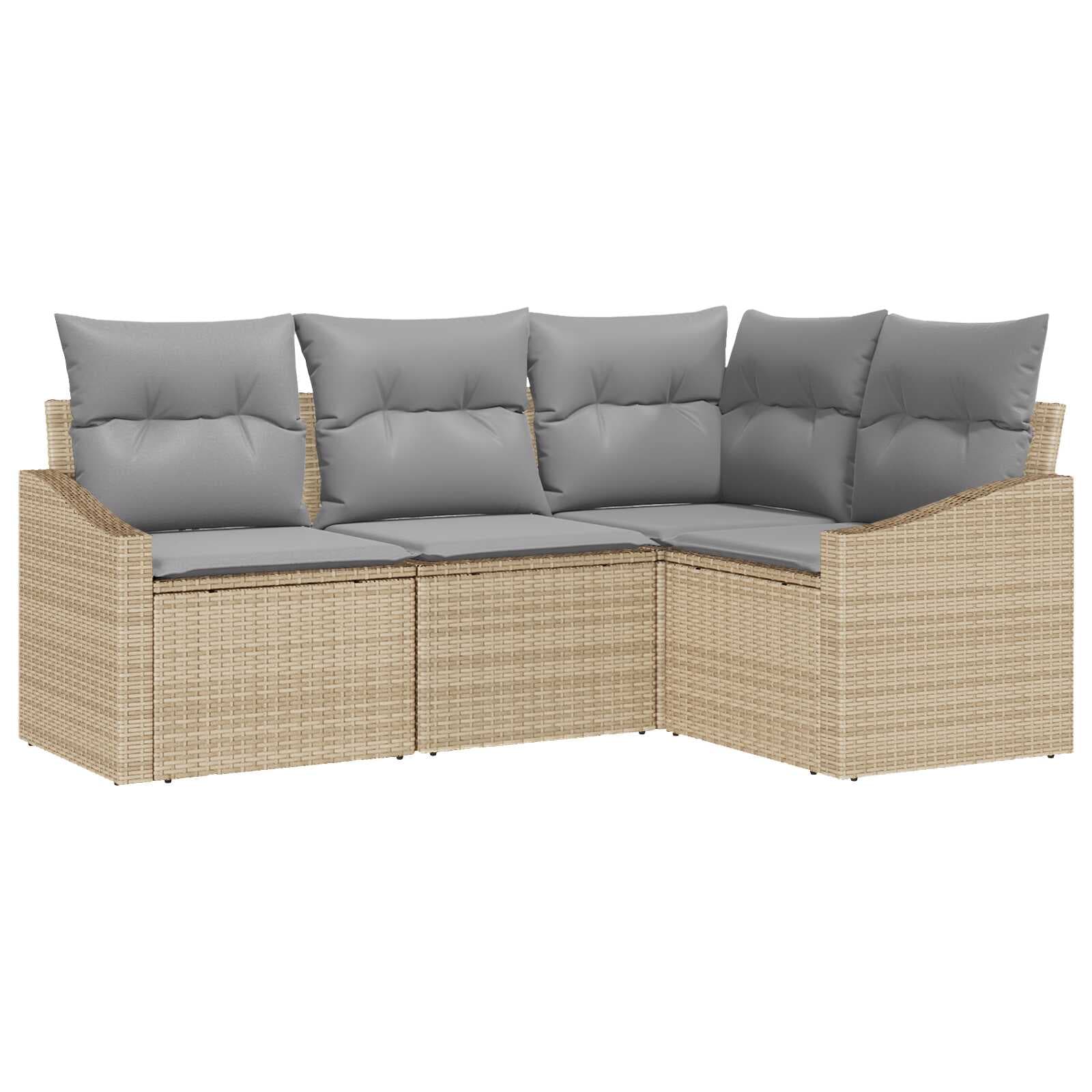vidaXL Conjunto de Sofás com almofada 4 pcs Bege vime PE