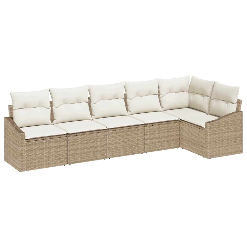 vidaXL Conjunto de Sofás com Almofada 6 Peças Bege Vime Pe - 322764351
