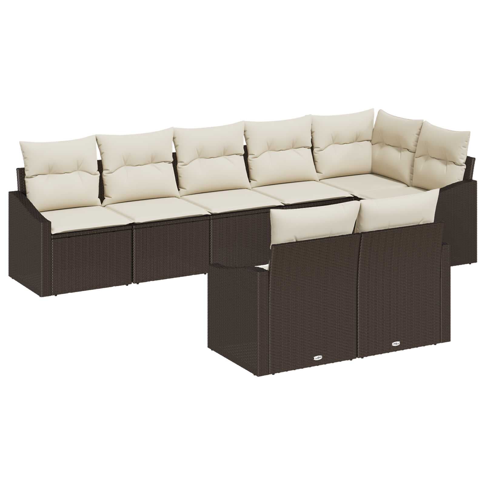 vidaXL Conjunto de Sofás com Almofada 8 Peças Castanho Vime Pe - 1490428953
