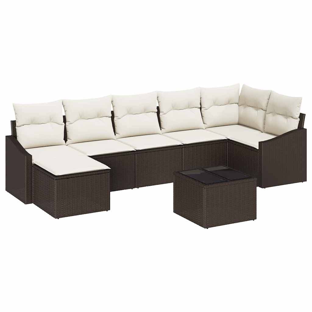 vidaXL Conjunto de Sofás com almofada 8 pcs Castanho vime PE