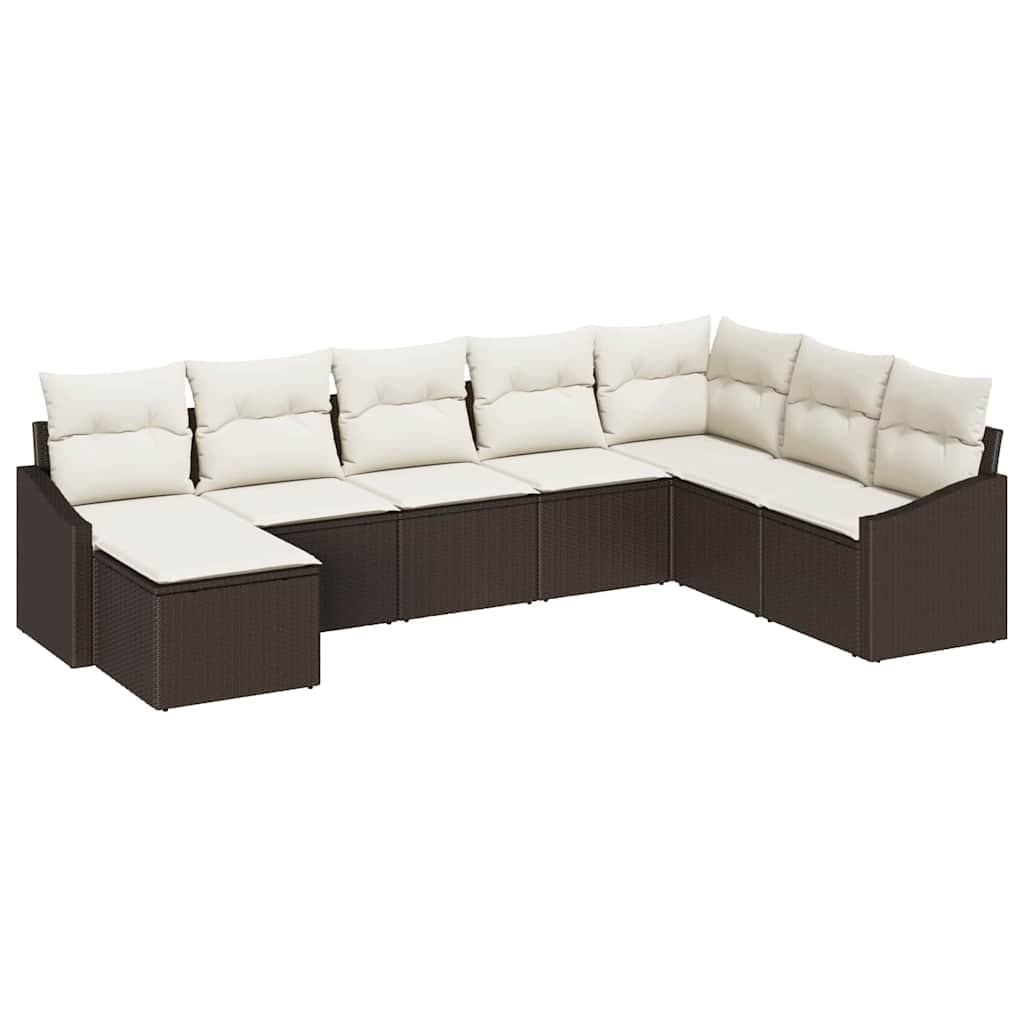 vidaXL Conjunto de Sofás com almofada 8 pcs Castanho vime PE