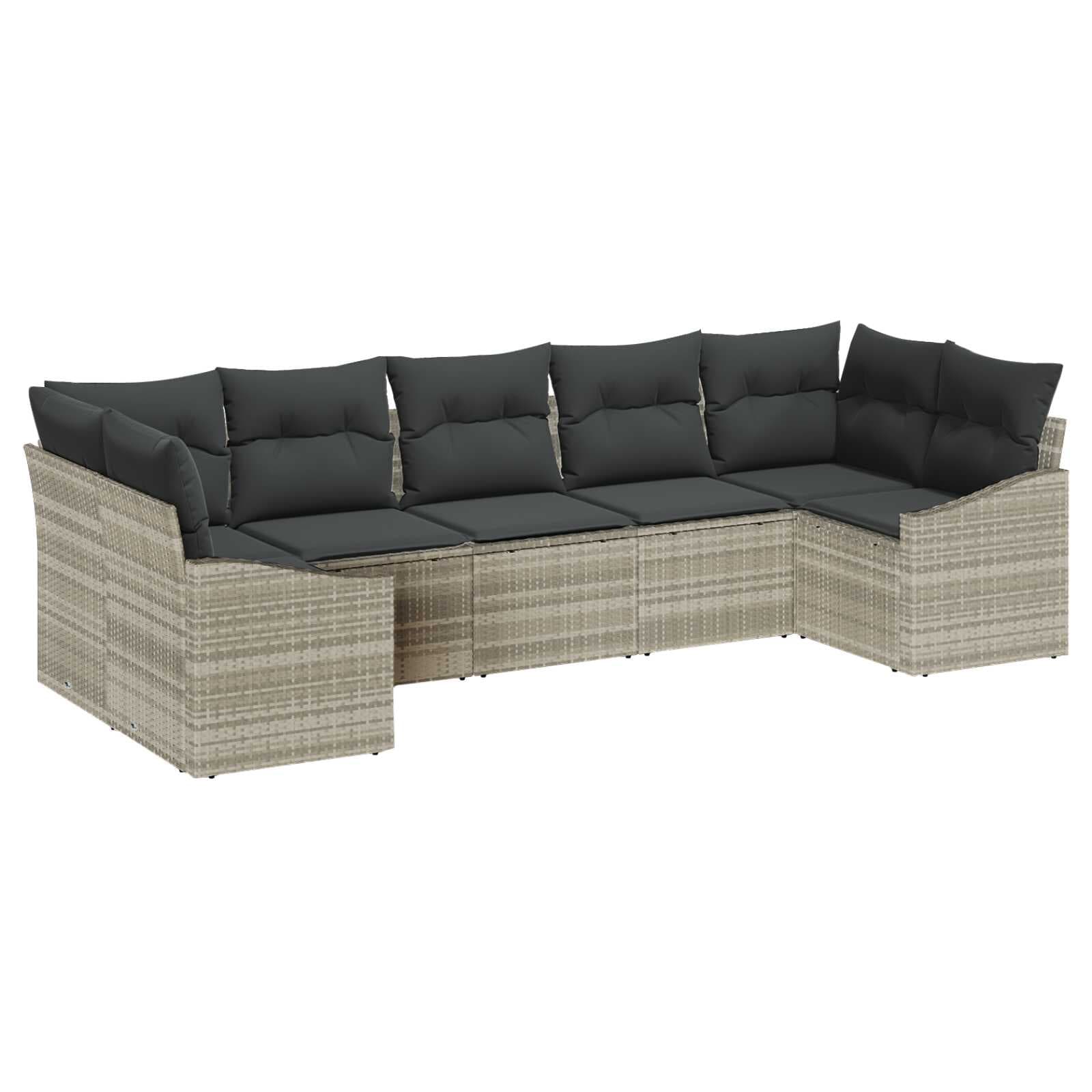 vidaXL Conjunto de Sofás com almofada 7 pcs Cinzento-claro vime PE