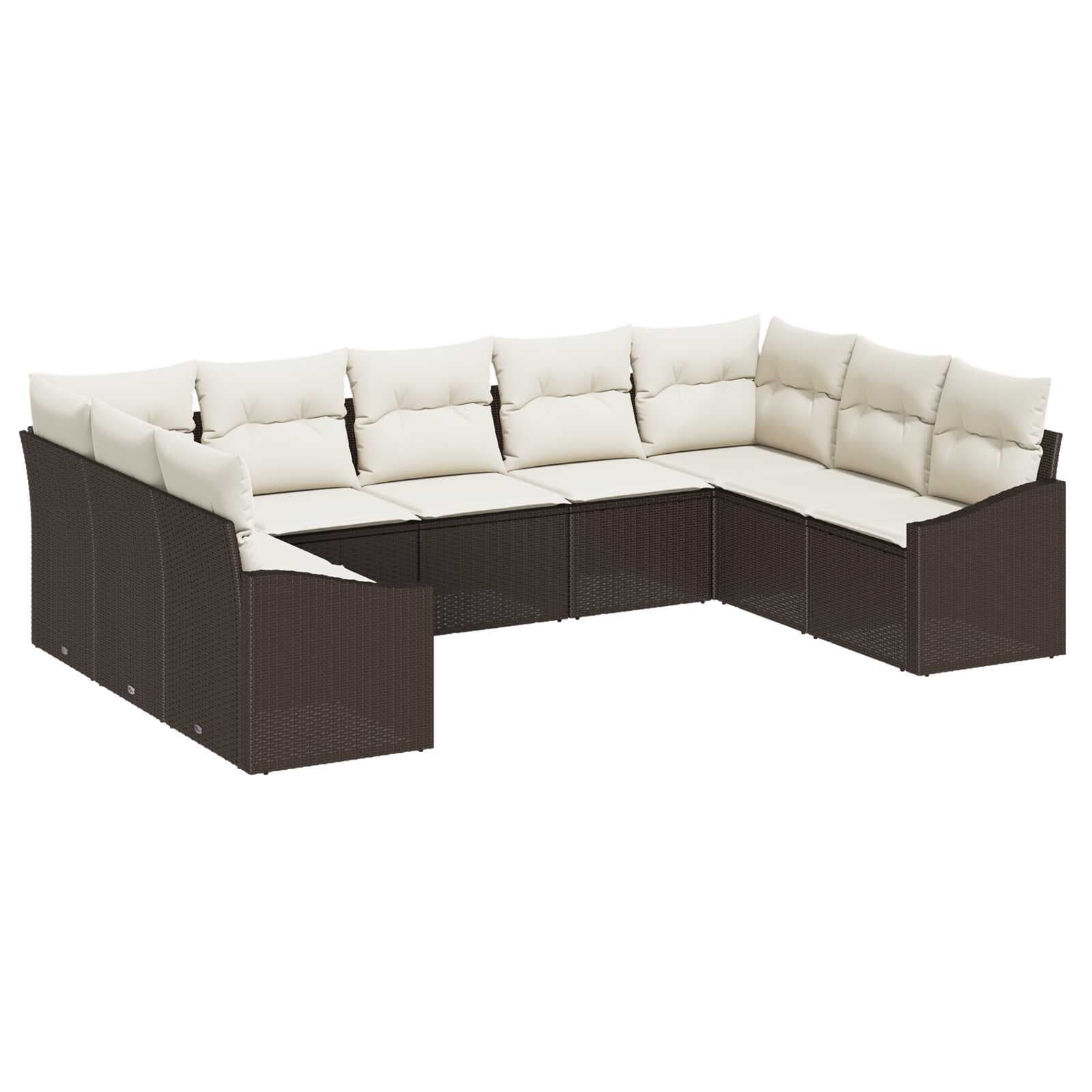 vidaXL Conjunto de Sofás com Almofada 9 Peças Castanho Vime Pe - 1251037797