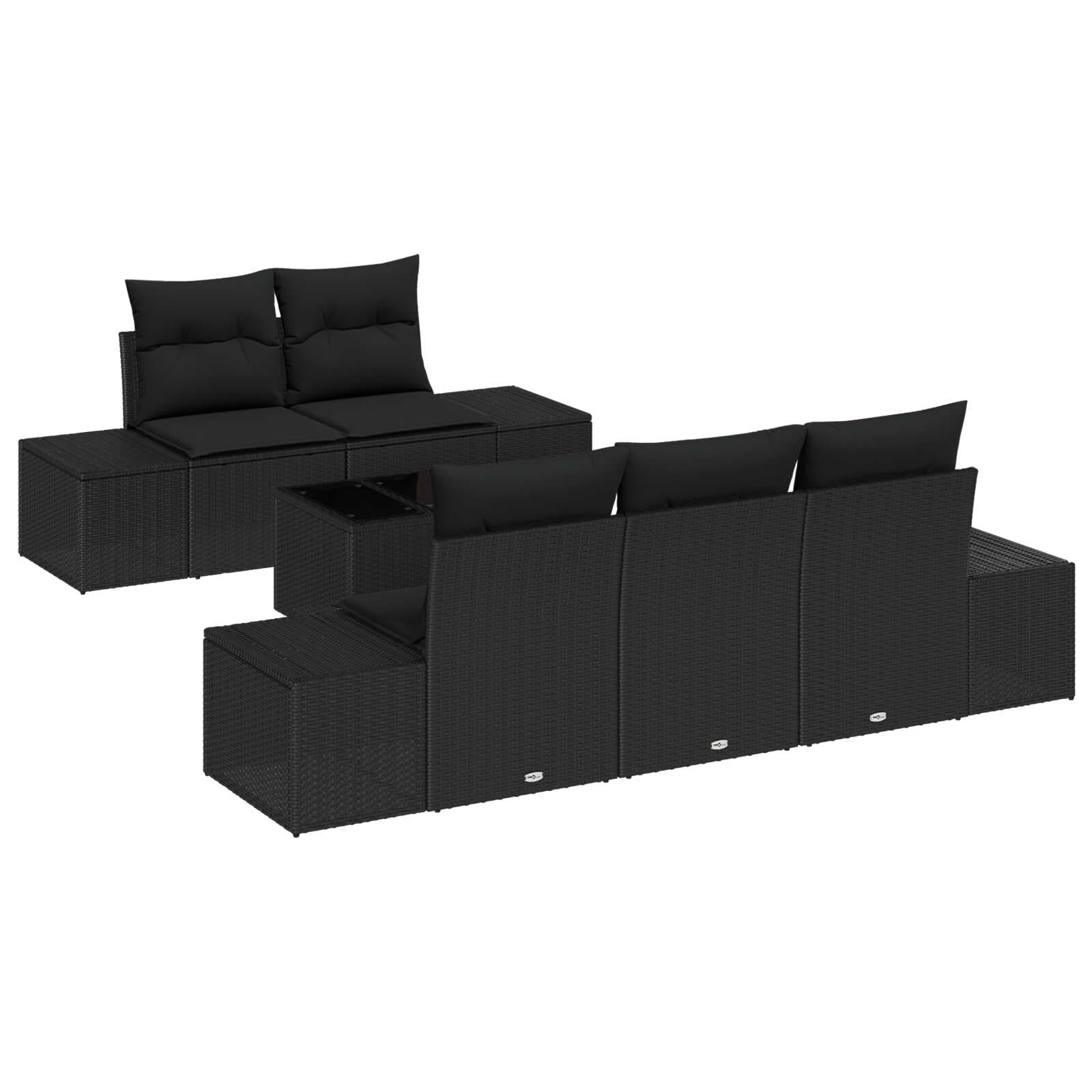 vidaXL Conjunto de Sofá de Jardim com Almofada Preto Vime Pe - 4155290137