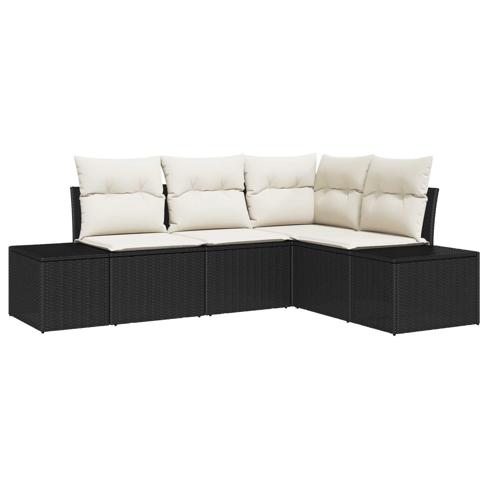 vidaXL Conjunto de Sofá de Jardim 4 Peças Preto Vime Pe - 149797933