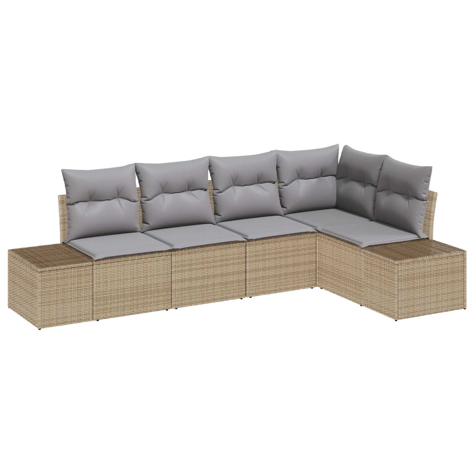 vidaXL Conjunto de Sofá de Jardim 5 Peças Bege Vime Pe - 3959348683
