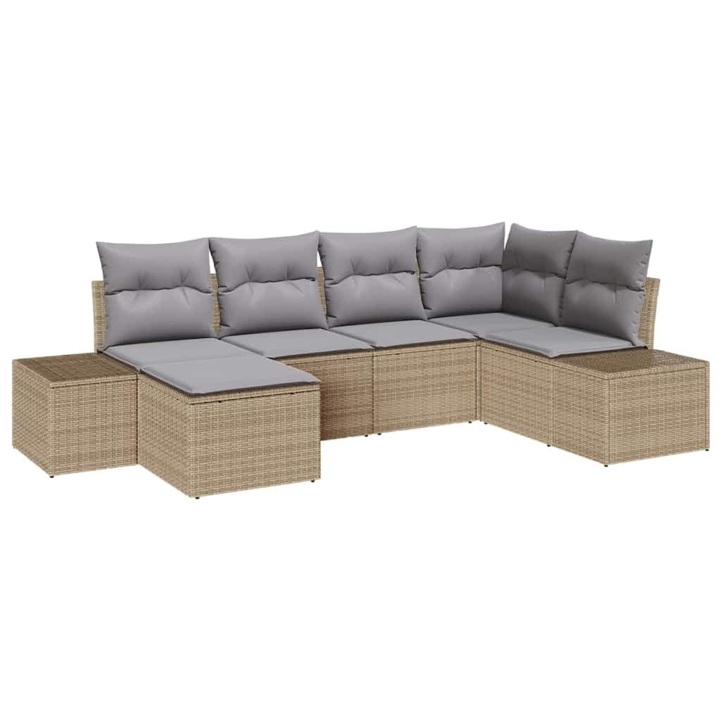 vidaXL Conjunto de Sofá de Jardim 6 Peças Bege e Cinza Vime Pe - 2538292153