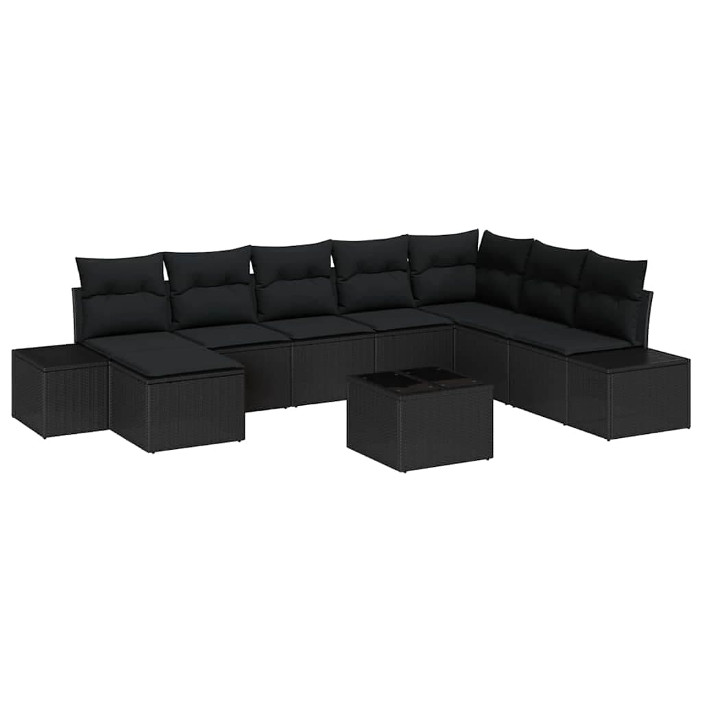 vidaXL Conjunto de Sofá de Jardim com almofada 9 pcs vime PE