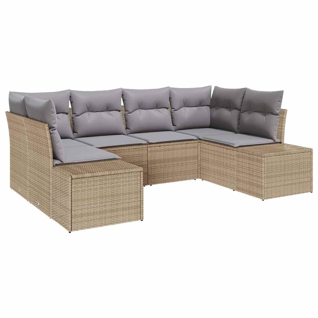 vidaXL Conjunto de Sofá de Jardim com Almofada 6 Peças Bege Vime Pe - 3189812771