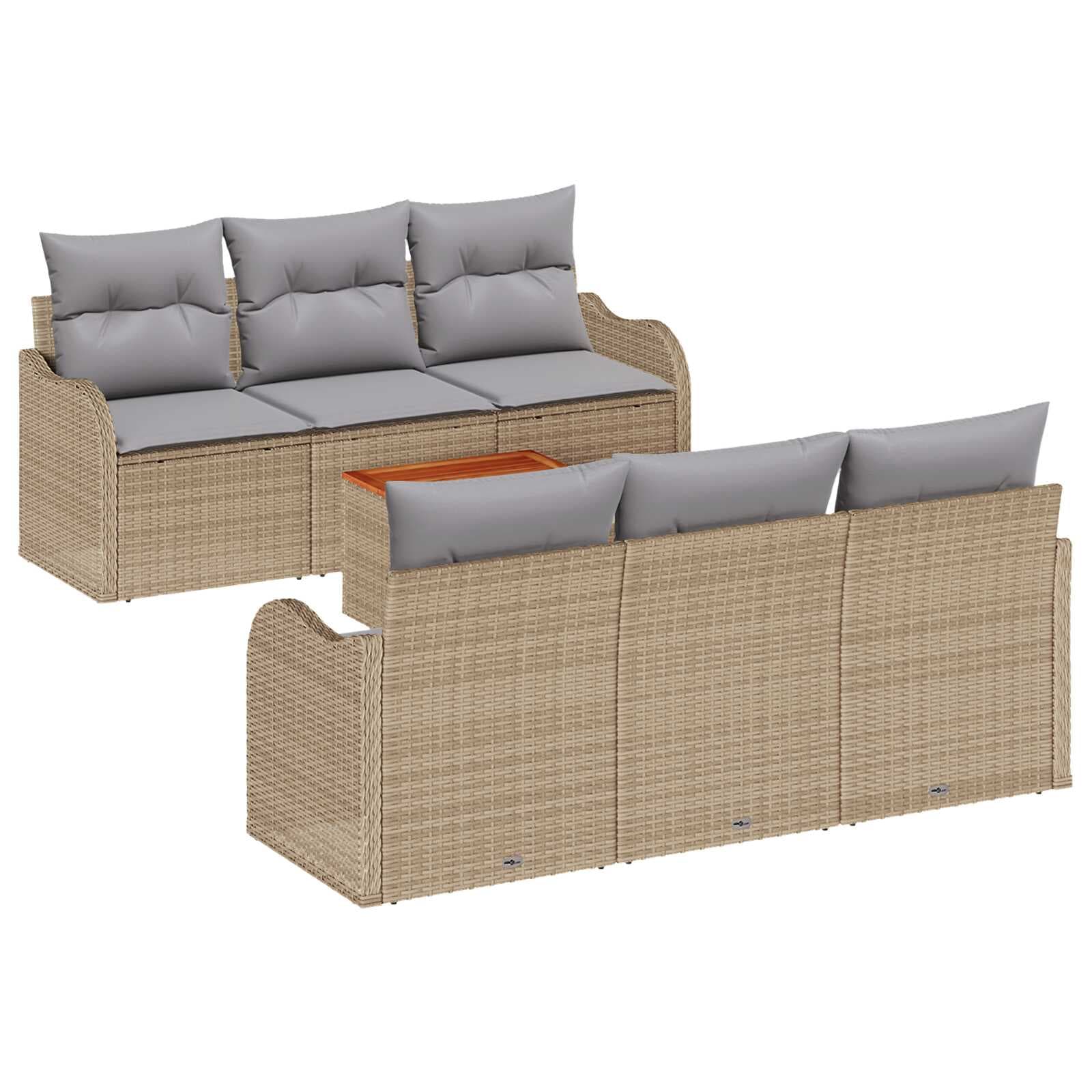 vidaXL Conjunto de Sofá de Jardim com Almofada 7 Peças Bege Vime Pe - 402442233