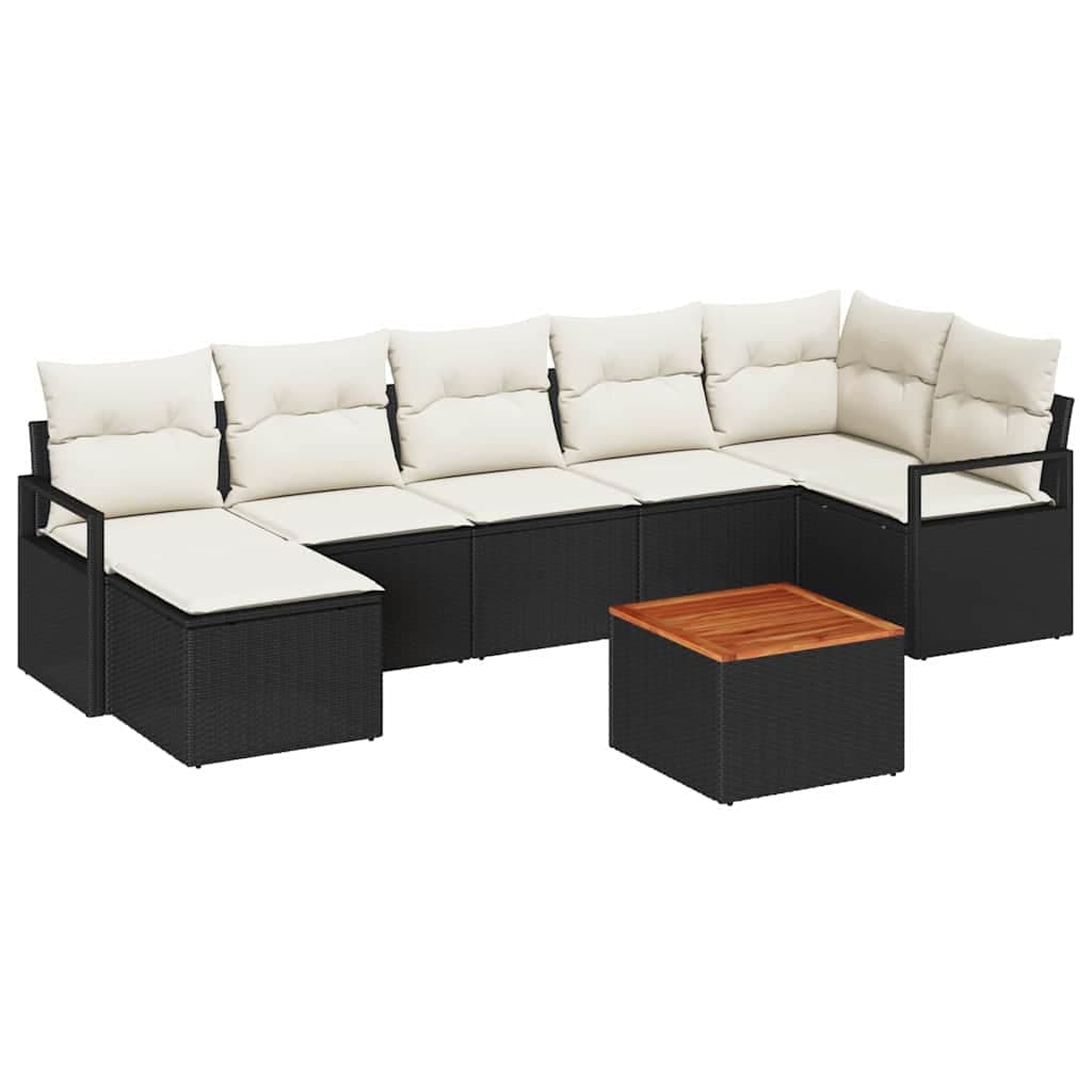vidaXL Conjunto de Sofá de Jardim com almofada 8 pcs Preto vime PE