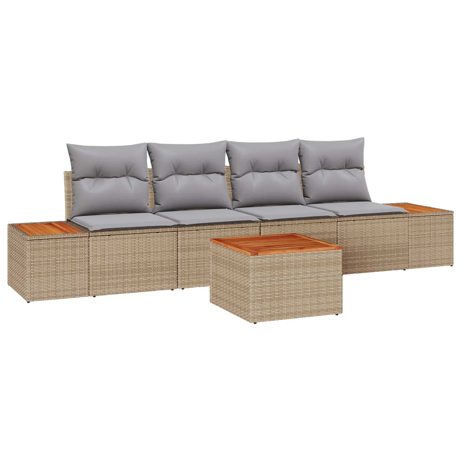 vidaXL Conjunto de Sofá de Jardim 5 Peças Bege Rattan Sintético - 2700490767