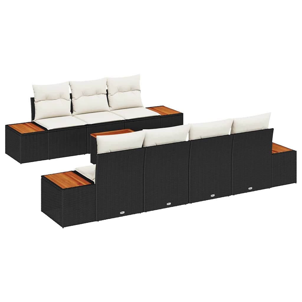 vidaXL Conjunto de Sofá de Jardim 8 pcs Preto Rattan Sintético