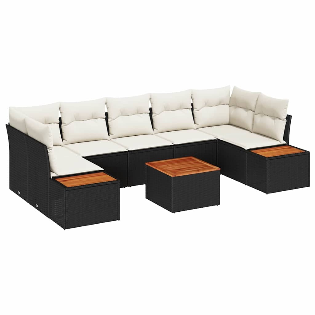 vidaXL Conjunto de Sofá de Jardim 8 Peças Preto Rattan Sintético - 413335205