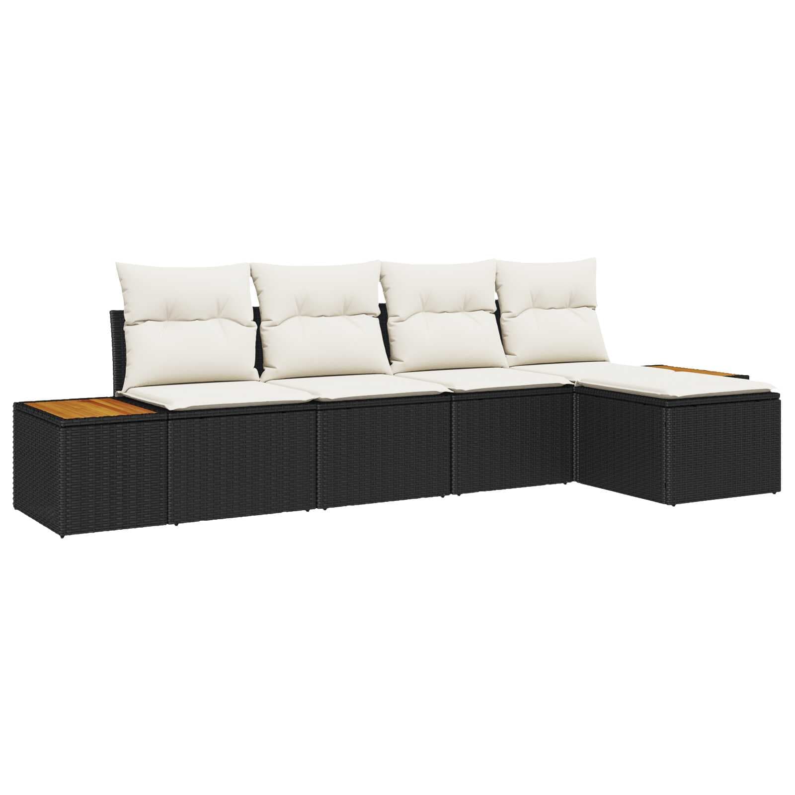 vidaXL Conjunto de Sofá de Jardim 5 Peças Preto Rattan Sintético - 714382375