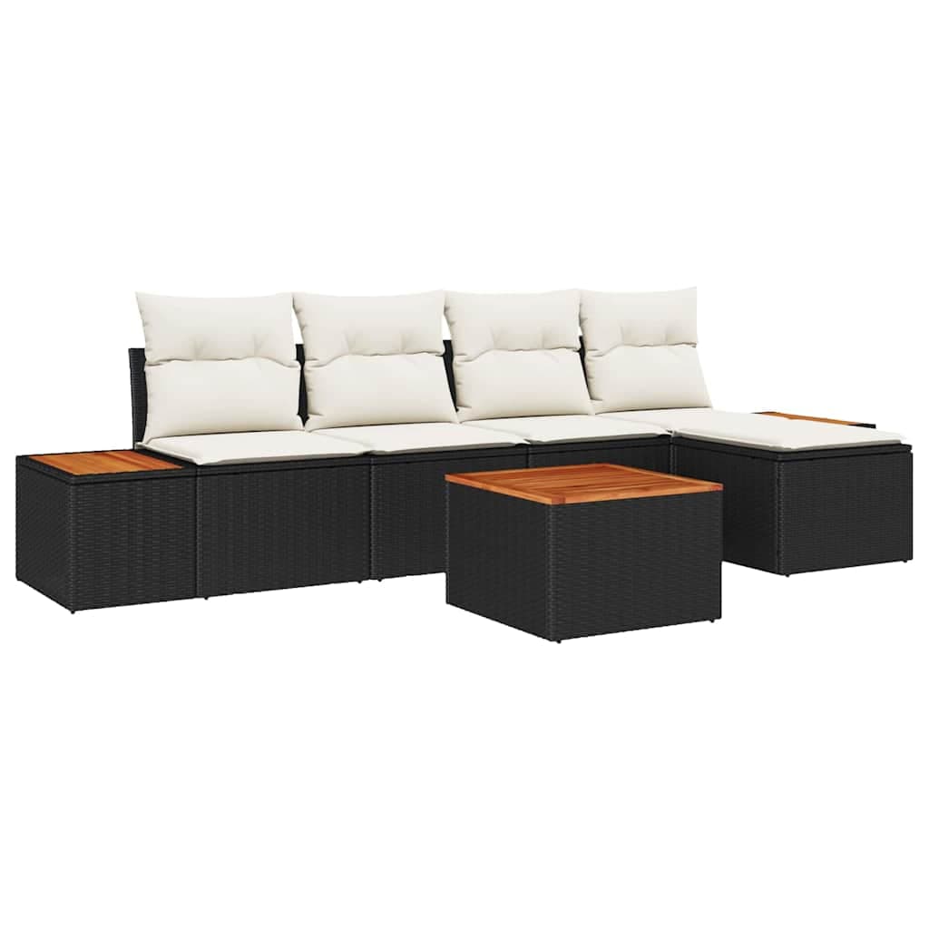 vidaXL Conjunto de Sofá de Jardim 6 pcs Preto Rattan Sintético