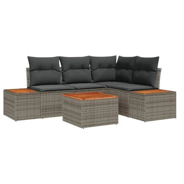 vidaXL Conjunto de Sofá de Jardim 5 Peças Cinzeto Rattan Sintético - 756998163