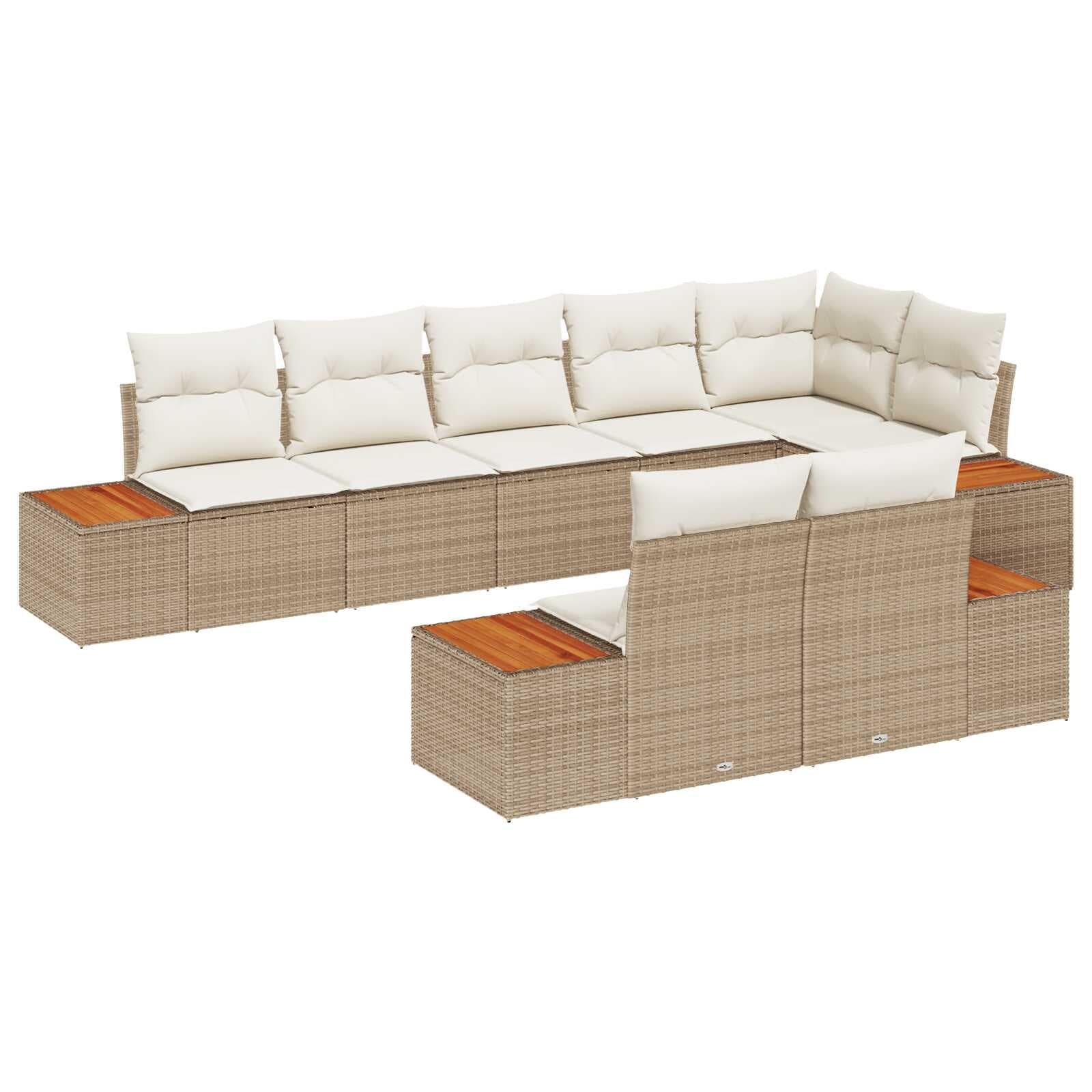 vidaXL Conjunto de Sofá de Jardim 8 pcs Bege Rattan Sintético