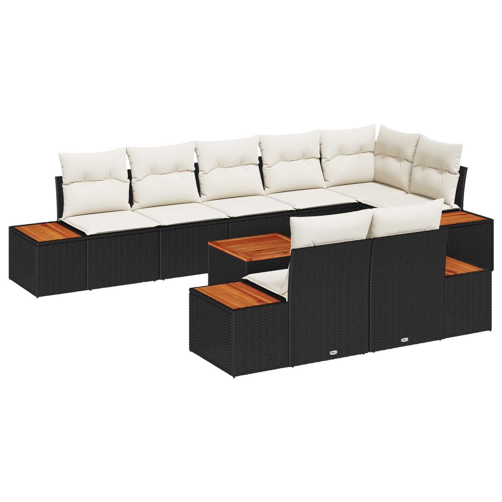 vidaXL Conjunto de Sofá de Jardim 9 Peças Preto Rattan Sintético - 1679253719