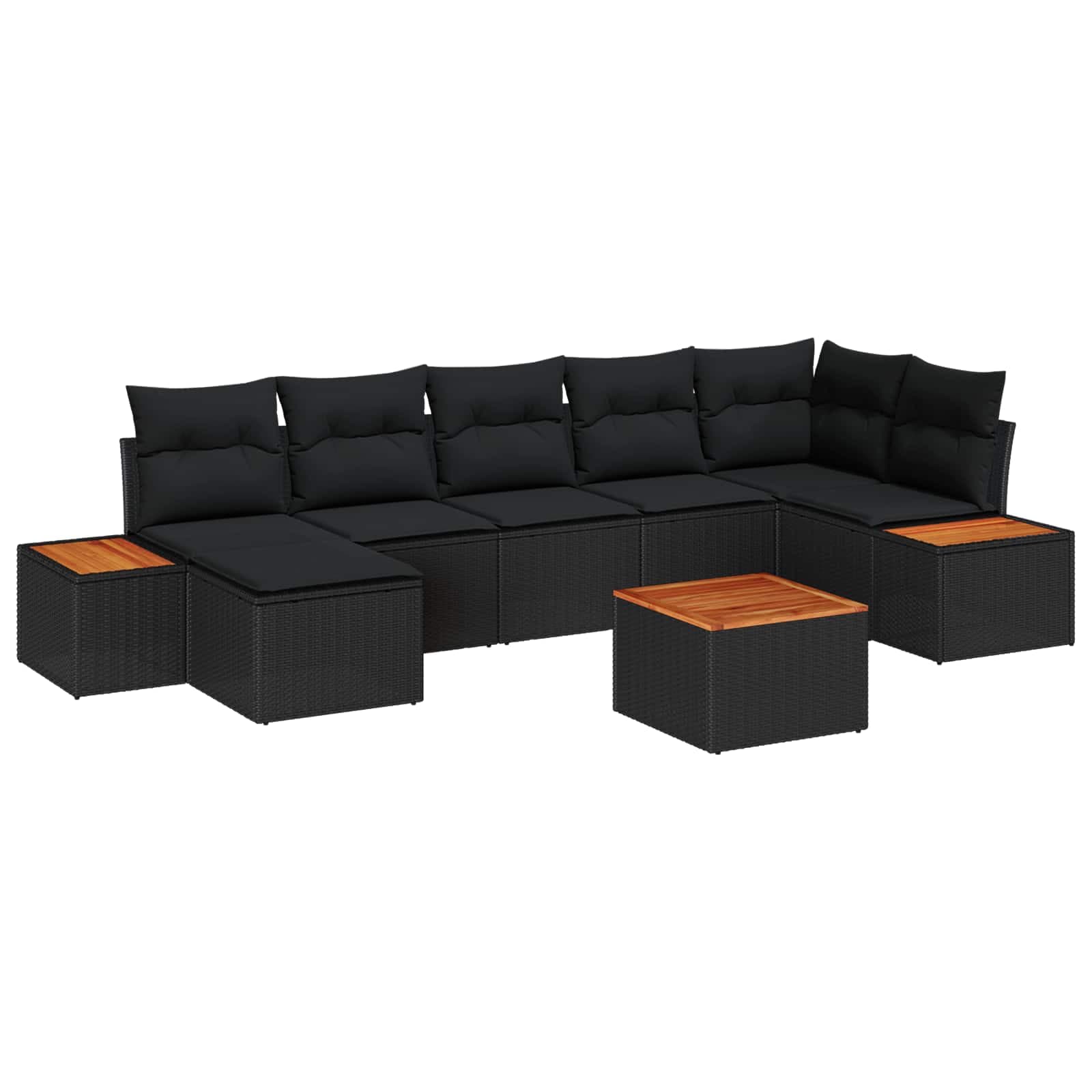 vidaXL Conjunto de Sofá de Jardim com Almofada 8 Peças Preto Vime Pe - 3360004086