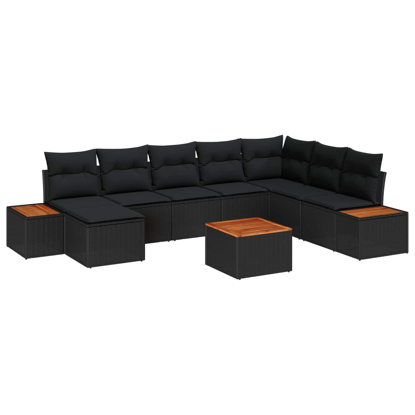 vidaXL Conjunto de Sofá de Jardim 9 Peças Preto Rattan Sintético - 4189420940