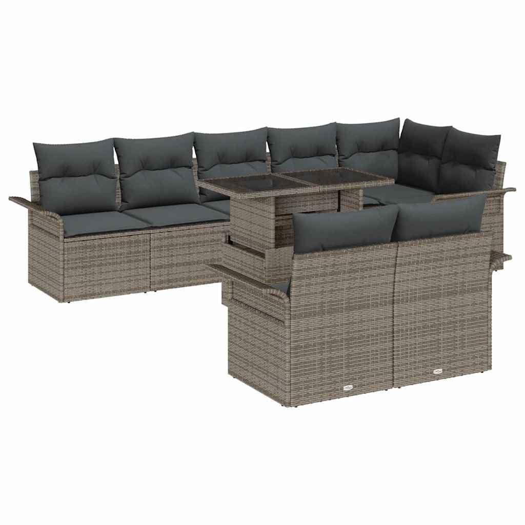 vidaXL Conjunto de Sofá de Jardim 9 Peças Cinzeto Rattan Sintético - 2548768973