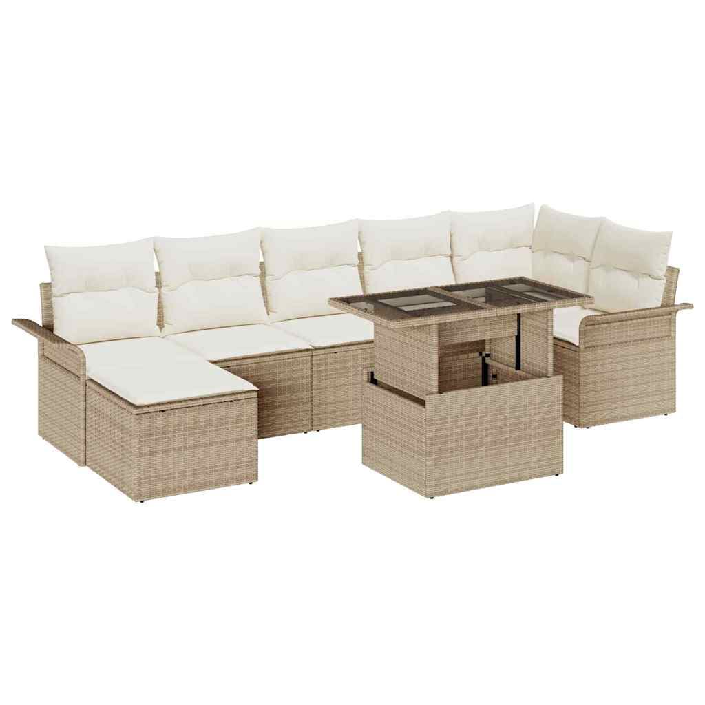 vidaXL Conjunto de Sofá de Jardim 8 pcs Bege Rattan Sintético