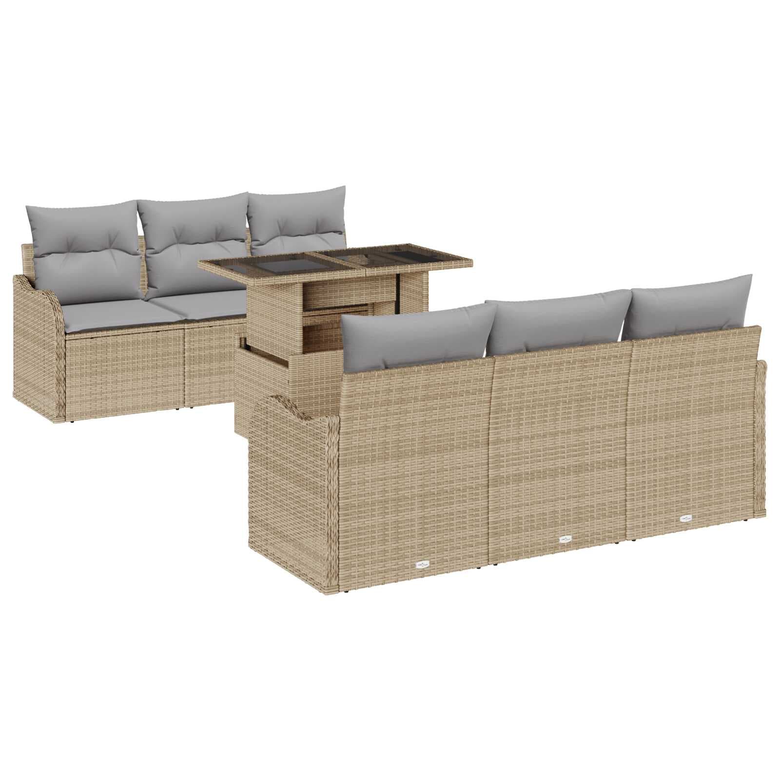 vidaXL Conjunto de Sofá de Jardim 7 pcs Bege Rattan Sintético