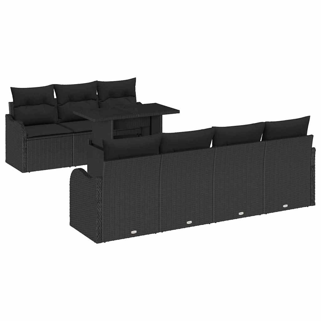 vidaXL Conjunto de Sofá de Jardim 8 Peças Preto Rattan Sintético - 2601679459
