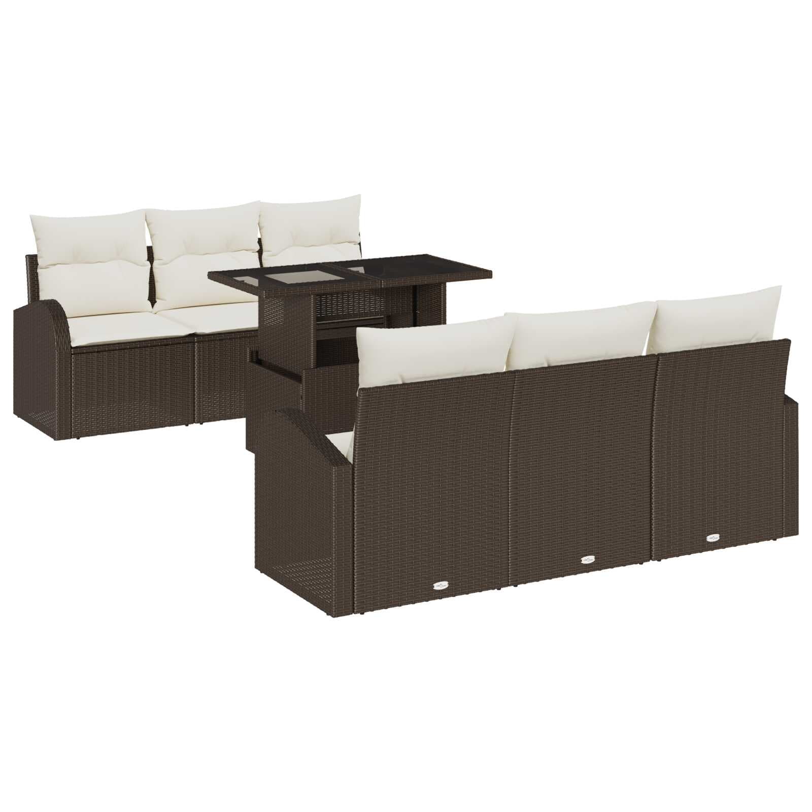 vidaXL Conjunto de Sofá de Jardim 7 pcs Castanho Rattan Sintético