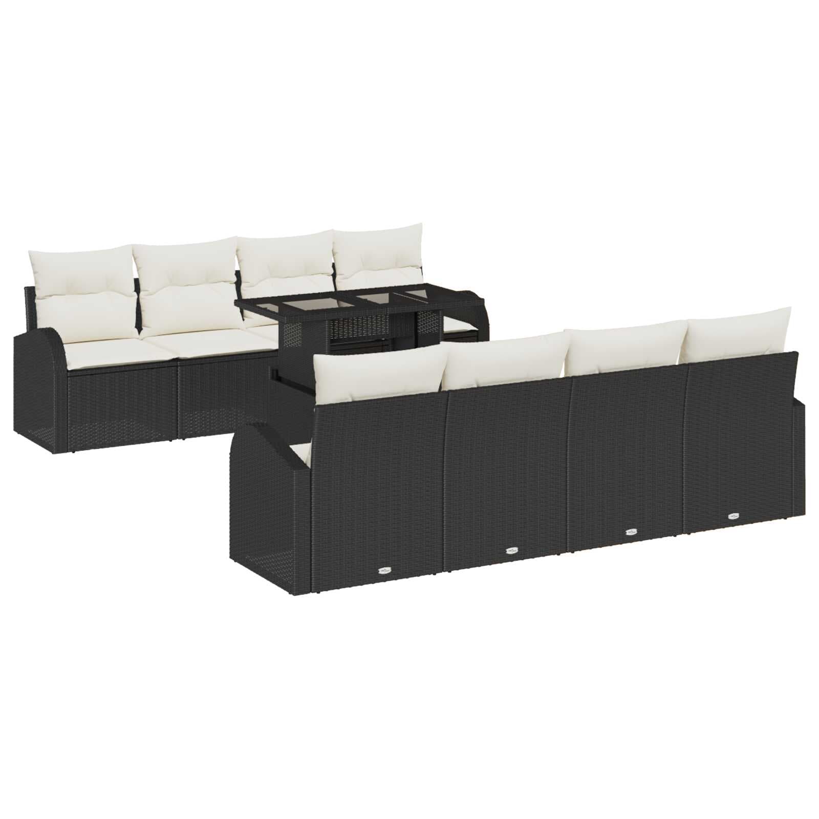 vidaXL Conjunto de Sofá de Jardim 7 Peças Preto Rattan Sintético - 2017675027
