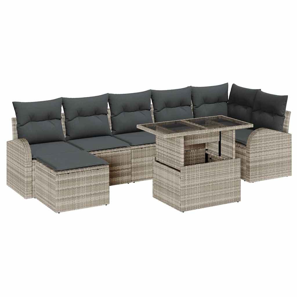 vidaXL Conjunto de Sofá de Jardim 8 pcs Cinzento-claro vime PE