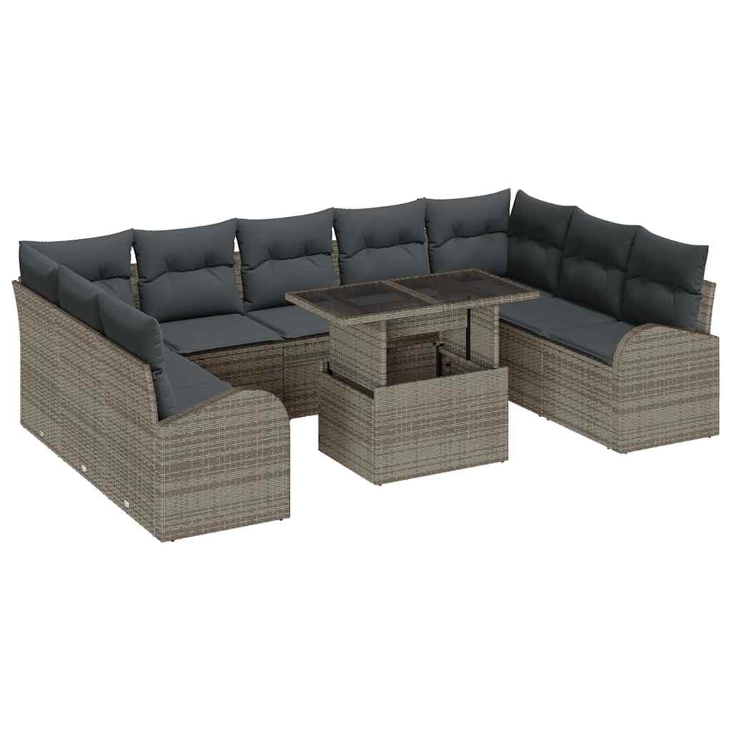 vidaXL Conjunto de Sofá de Jardim 10 pcs Cinzeto vime PE
