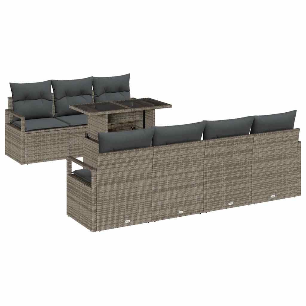 vidaXL Conjunto de Sofá de Jardim 8 pcs Cinzeto vime PE