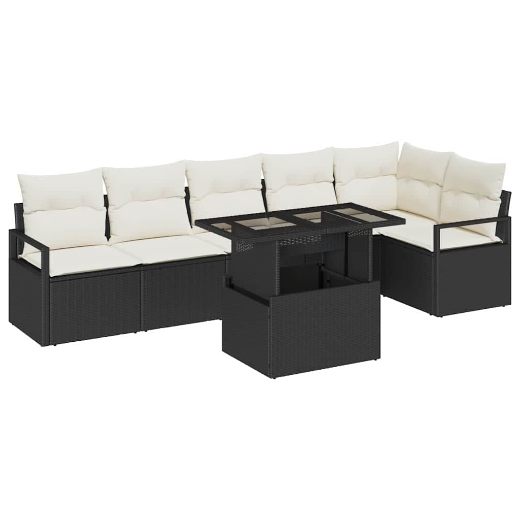 vidaXL Conjunto de Sofá de Jardim 7 pcs Preto Rattan Sintético