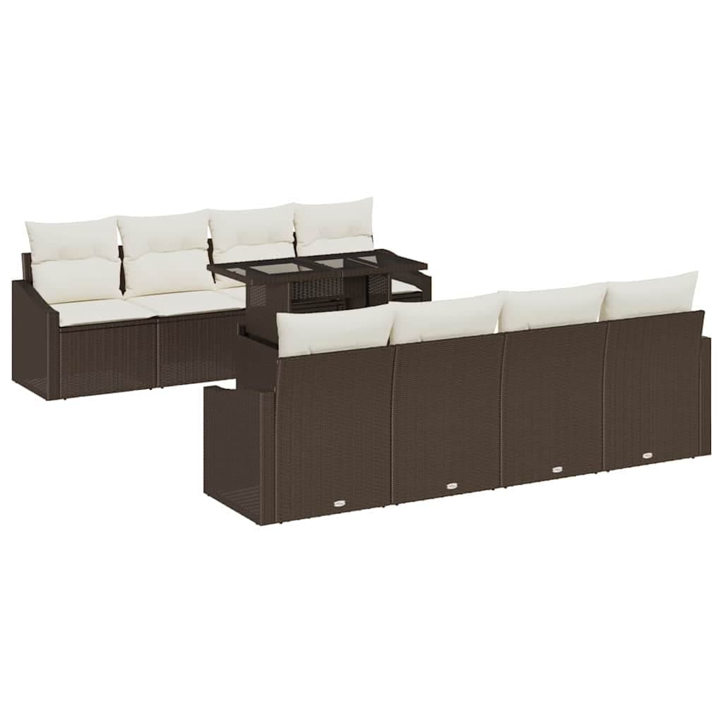 vidaXL Conjunto de Sofá de Jardim 7 pcs Marrom e Creme vime PE