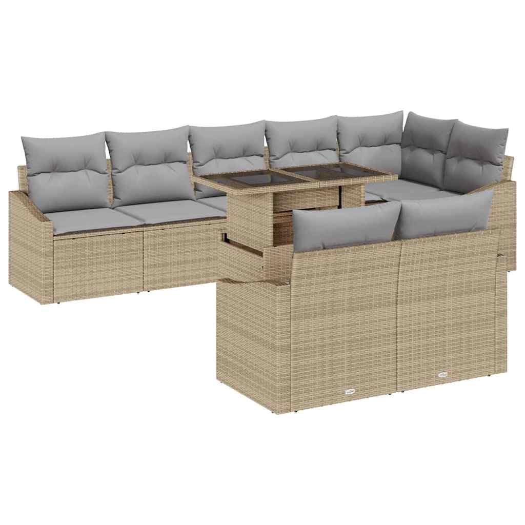 vidaXL Conjunto de Sofá de Jardim 9 pcs Bege e Cinza Claro vime PE